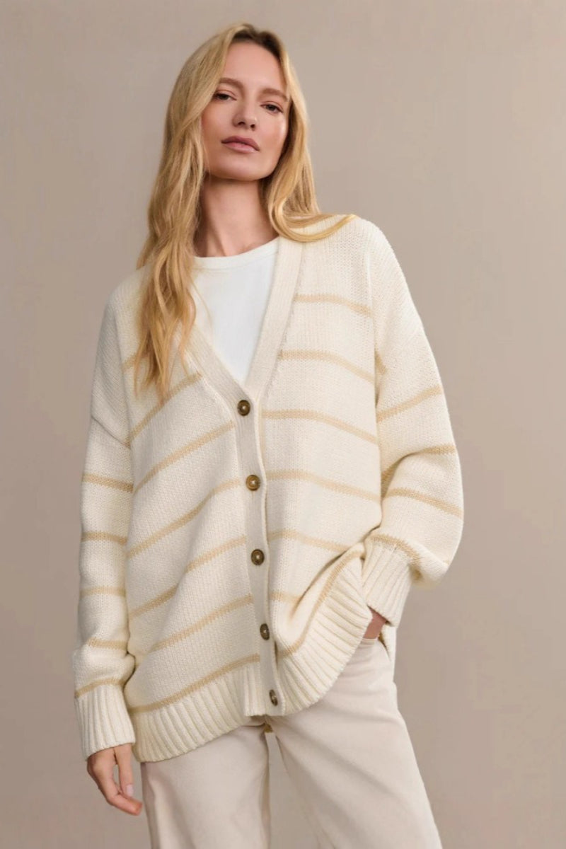 Cotton Stripe V Neck Cardigan Main image
