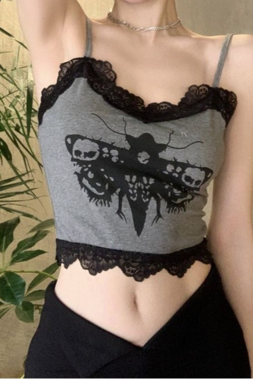 Lace Trim Backless Crop Cami Top Secondary image