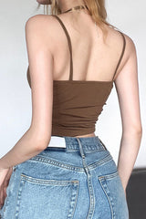 Solid Color Sleeveless Bodycon Crop Top
