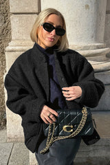 Loop Knit Stand Collar Coat