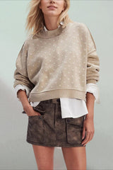 Cropped Butterfly Pattern Sweater