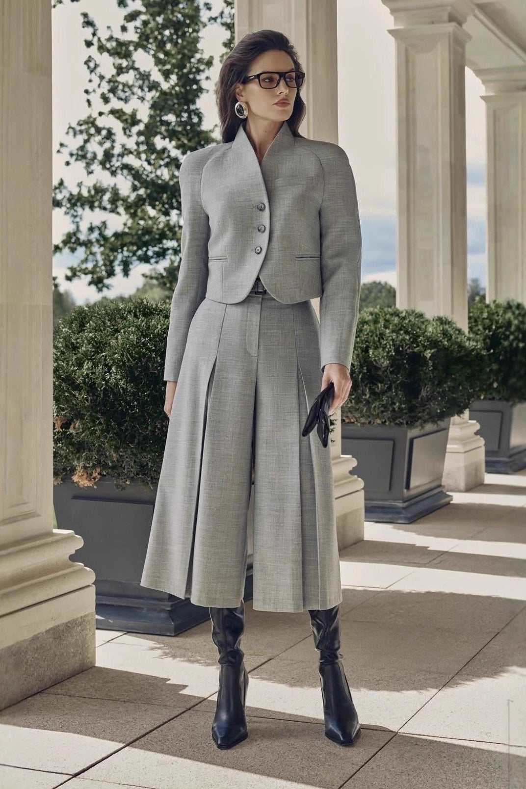 Office Long Sleeve Blazer Pleated Skirt Two Piece Set Main image
