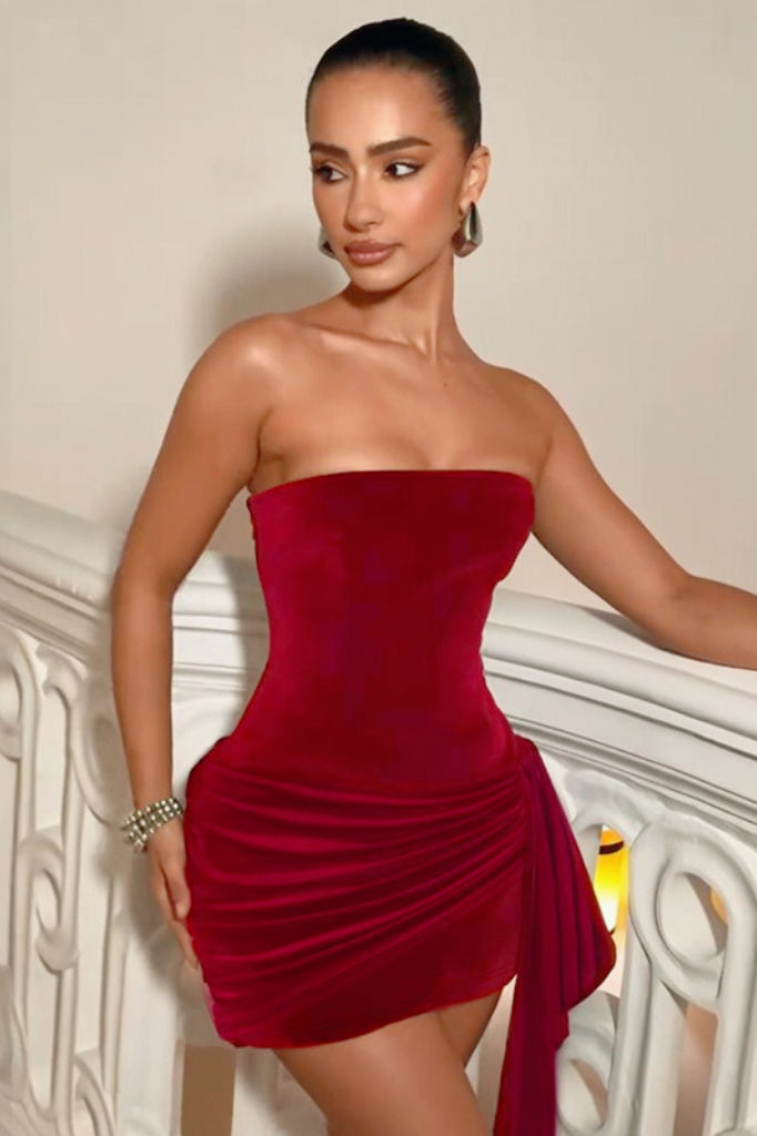 Strapless Velvet Evening Wrap Dress Main image