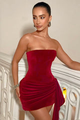 Strapless Velvet Evening Wrap Dress