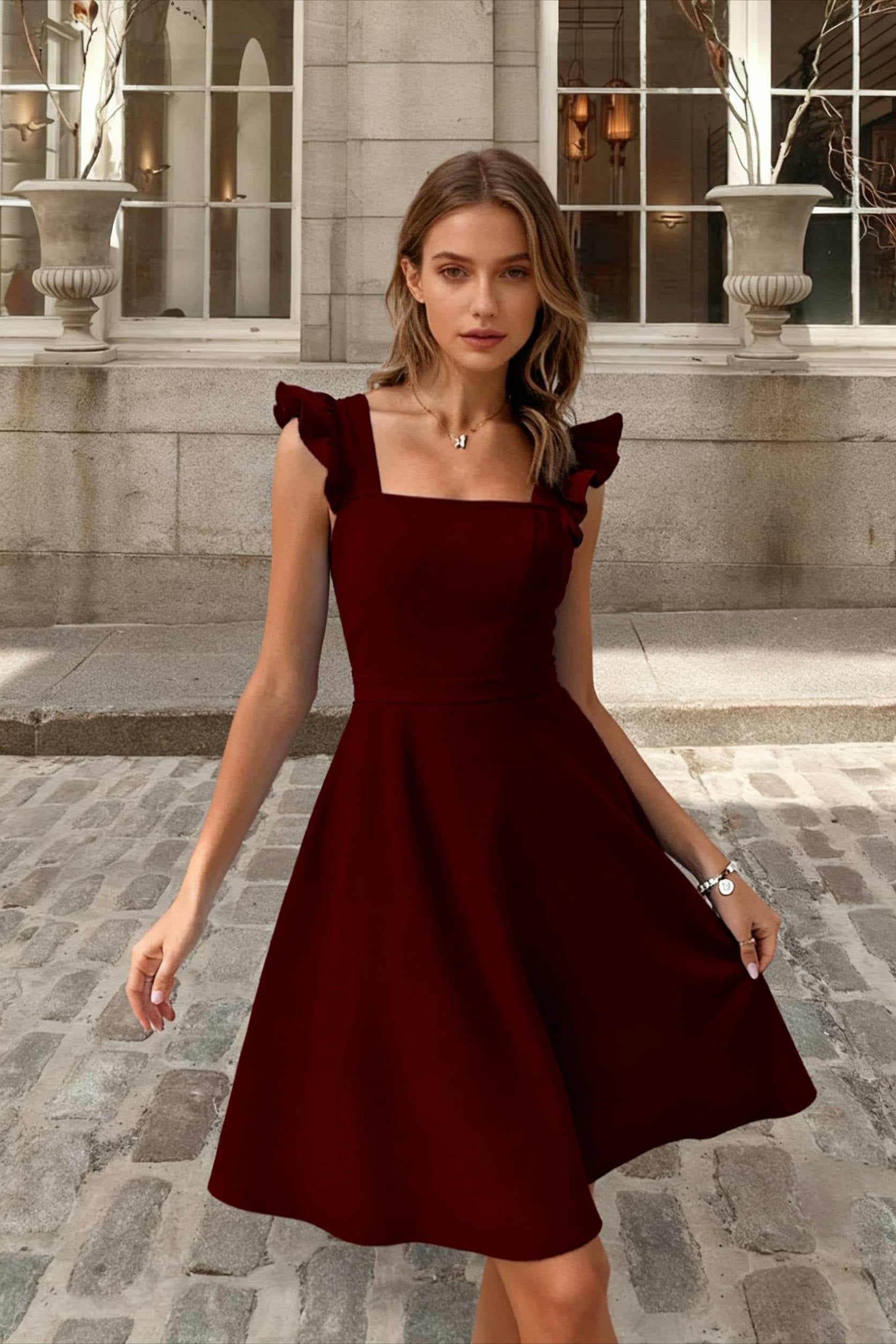 Sleeveless Mini Dress with Ruffle Tie-back Secondary image