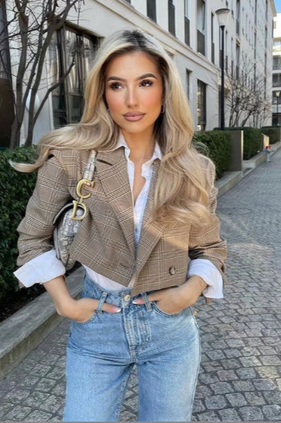 Plaid Short Casual Blazer Secondary image