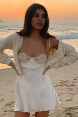 Satin Lace Bustier Slip Dress