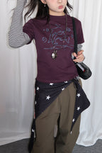 Dragon Graphic Striped Layered Long Sleeve T-Shirt