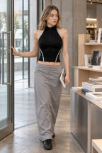 Acubi Open Back Zip-Up Top
