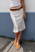 White Polka Dot Sheer Casual Skirt