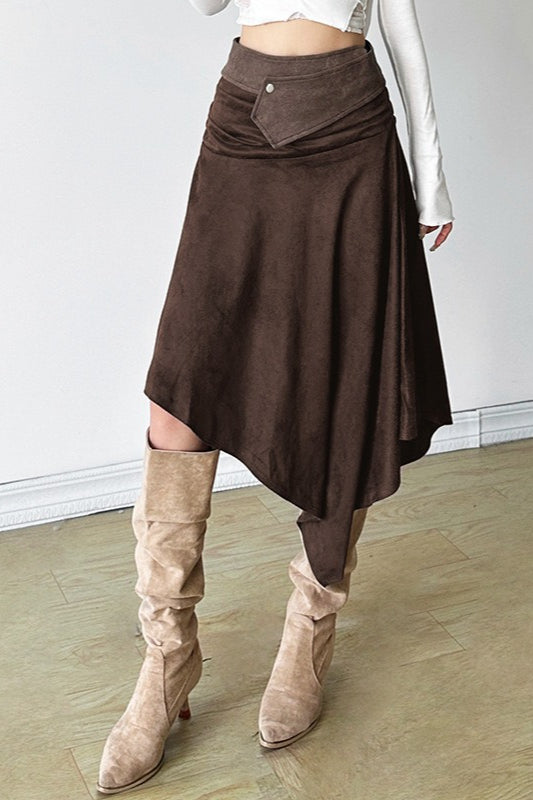 High Waist Ruched Asymmetric Hem Skirt Secondary image