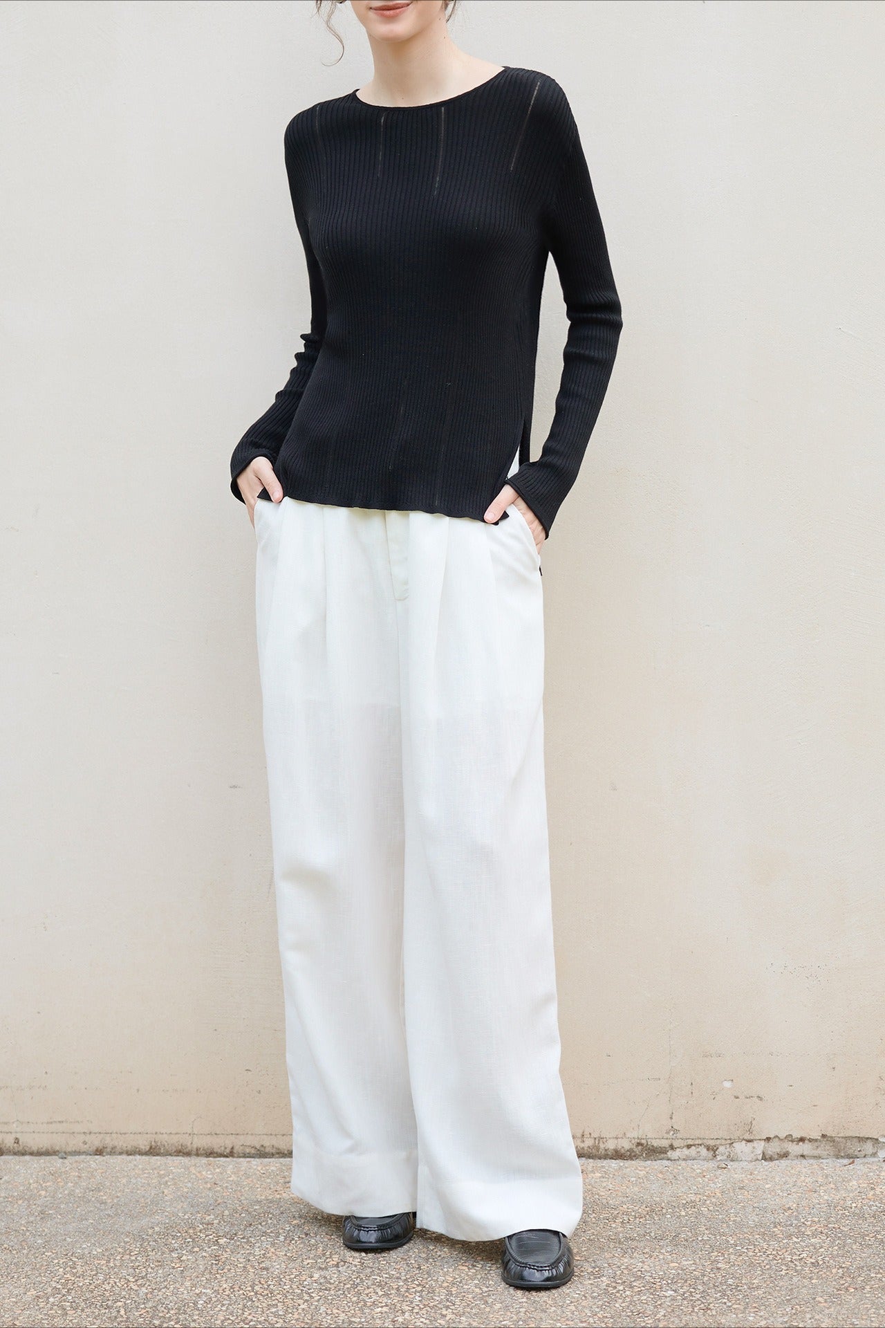 Lyocell Wool Side Slit Knit Top Secondary image