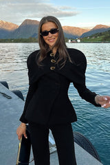 Chic Black Waist Defined Blazer