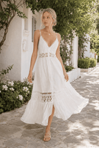 Lace Trim Sheer Flowy Boho Dress