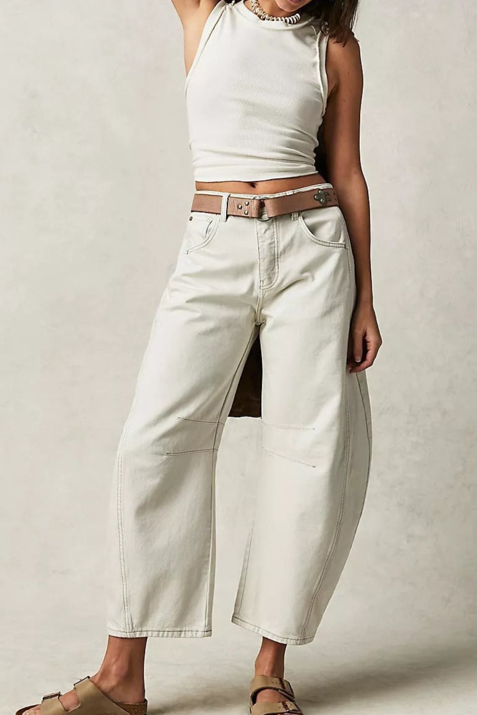 Mid Waist Washed Wide Leg Loose Jeans Main image