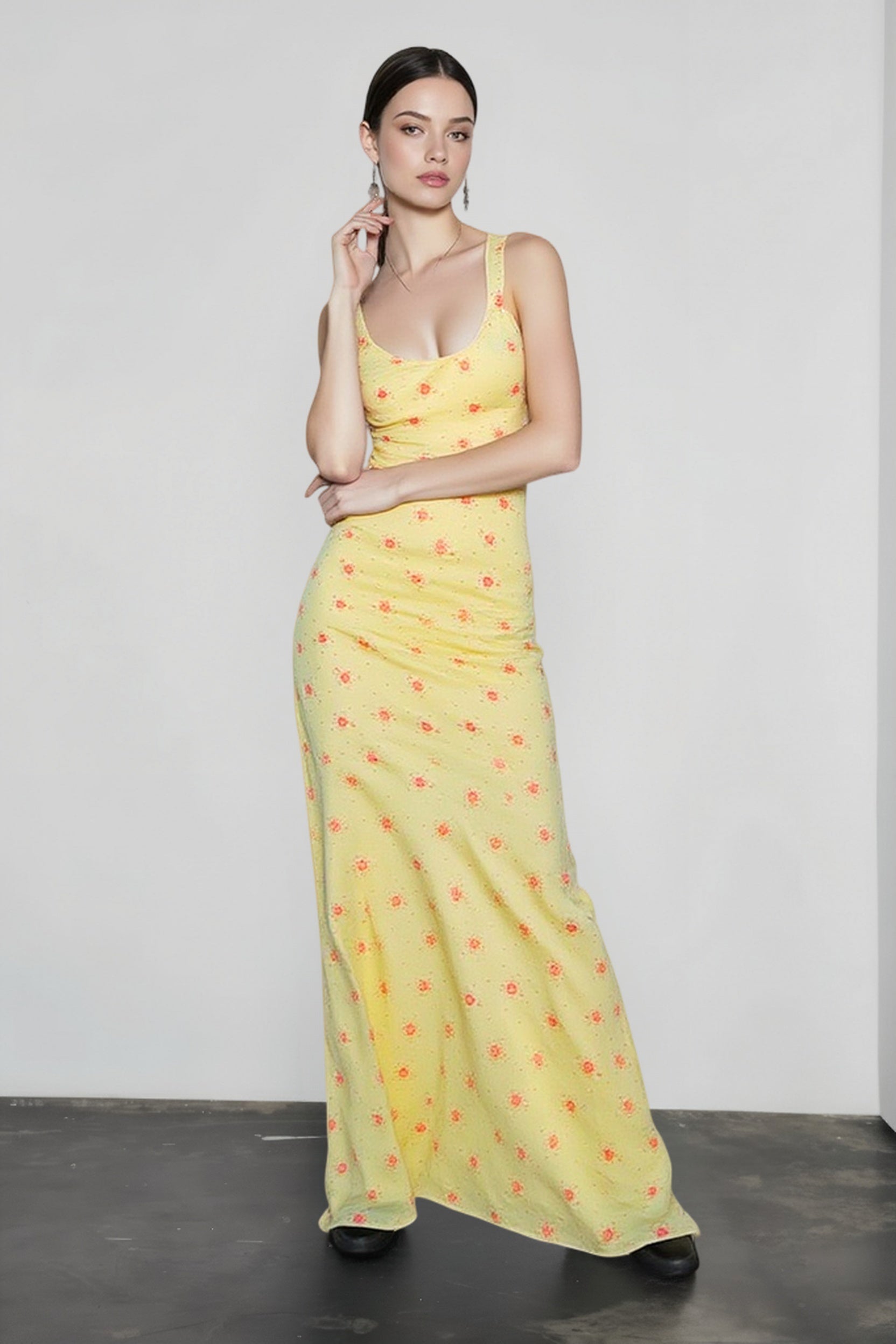 Floral Print Cami Mermaid Hem Maxi Vacation Dress Main image