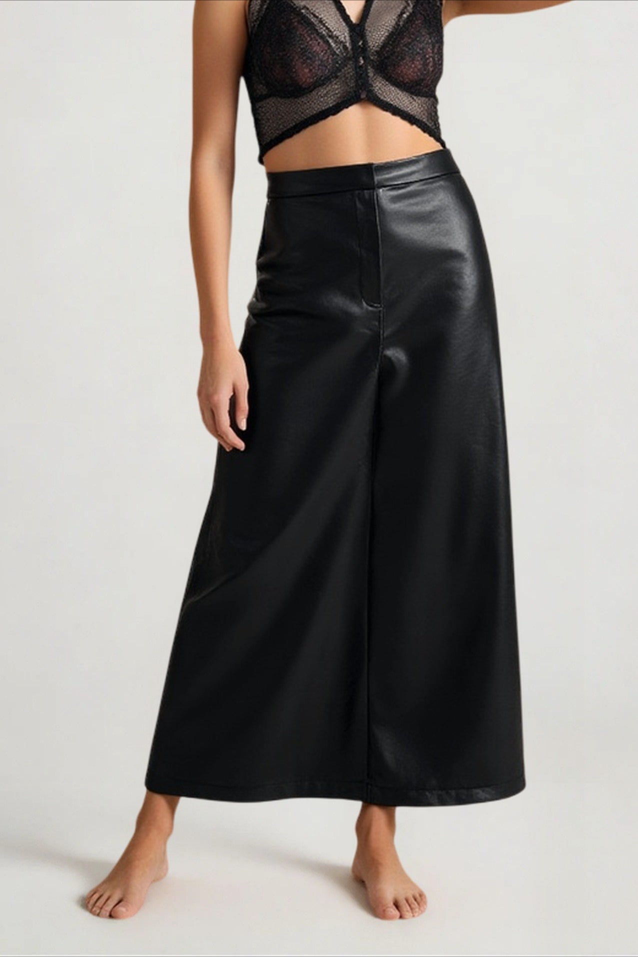 High Slit PU Leather Bodycon Skirt Main image