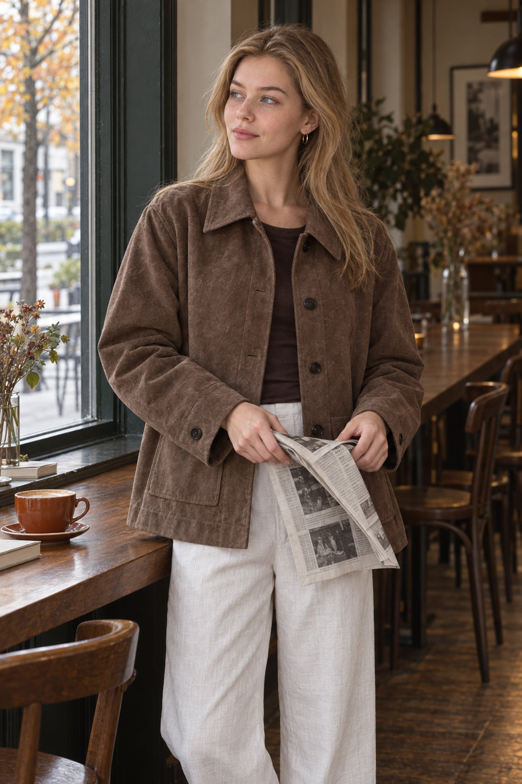 Brown Suede Notch Lapel Jacket Main image