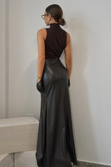 Retro Black Fishtail Bodycon Skirt