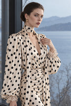 Vintage Polka Dot Sash Maxi Dress