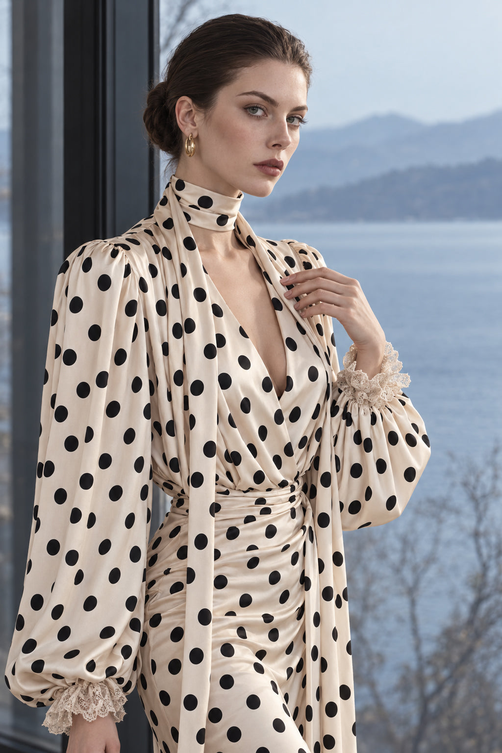 Vintage Polka Dot Sash Maxi Dress