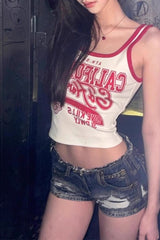 Color Block Letter Print Tank Top