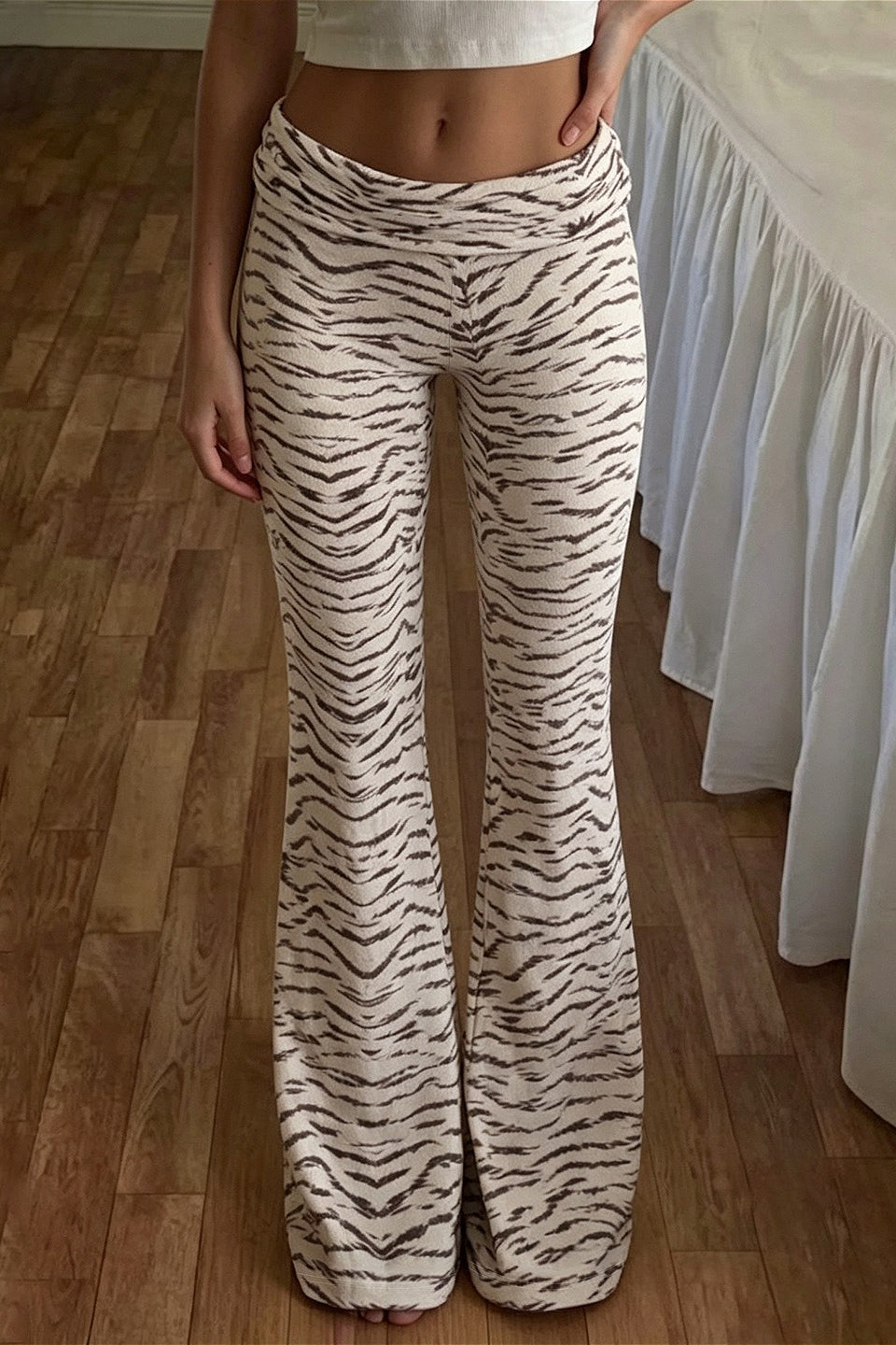 Animal Stripe Low Rise Flared Pants