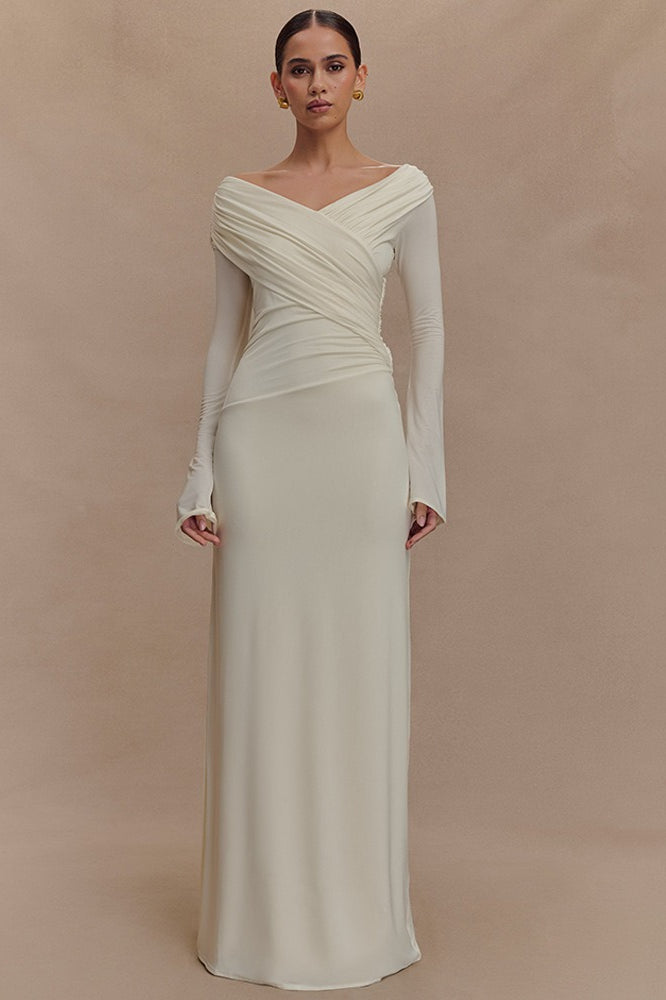 V-Neck Slim Fit Ruched Maxi Dress Main image