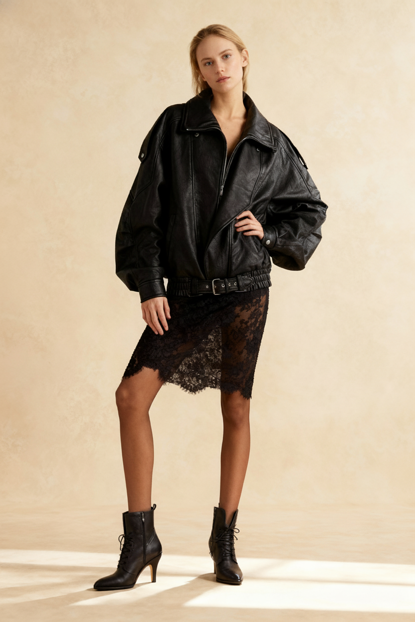 Vintage Genuine Leather Moto Jacket Main image