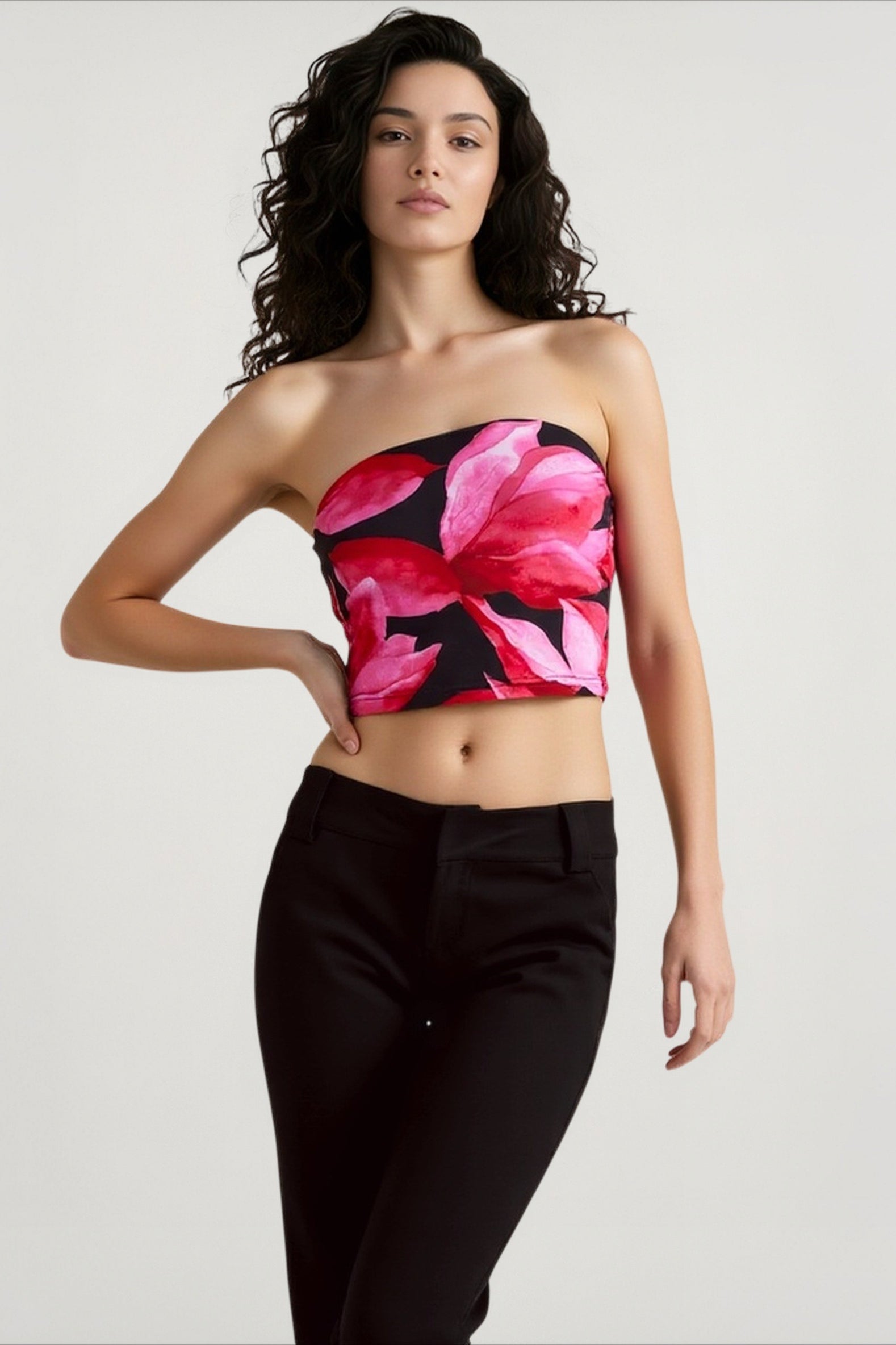 Floral Print Off-Shoulder Strapless Main image