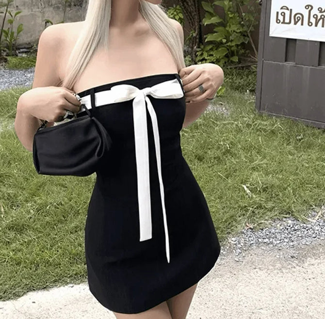 Bowknot Off-Shoulder A-Line Mini Dress Main image