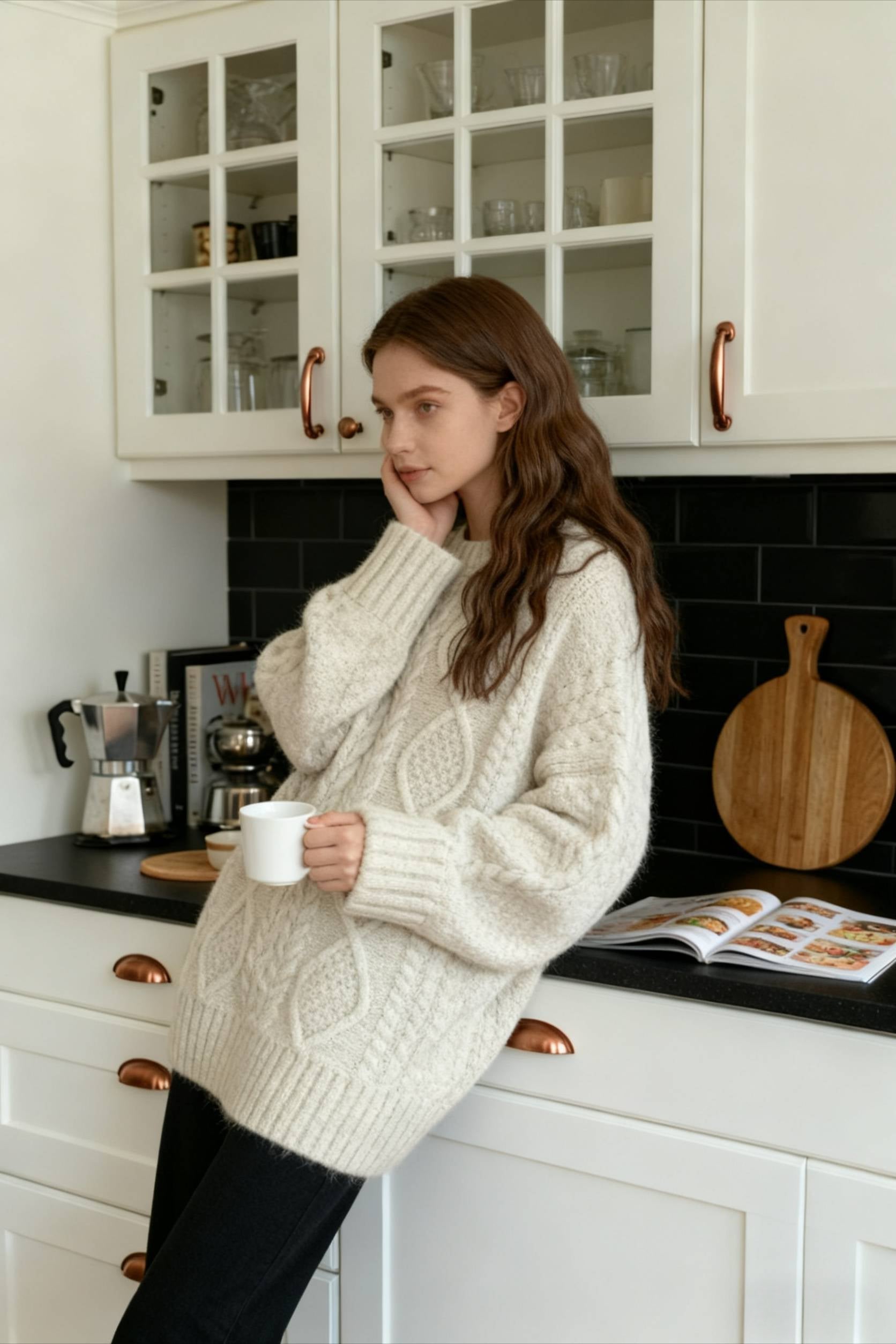 Cable Knit Graceful Cropped Sweater Secondary image