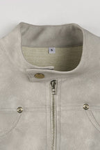 Zipped Leather Motorcycle Jacket