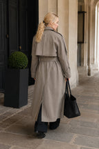Extra Long Belted Waist Cotton Overcoat