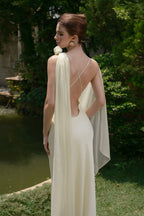 Retro Tie Back Satin Wedding Dress