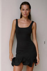 U-Neck Lace Trim Party Dress