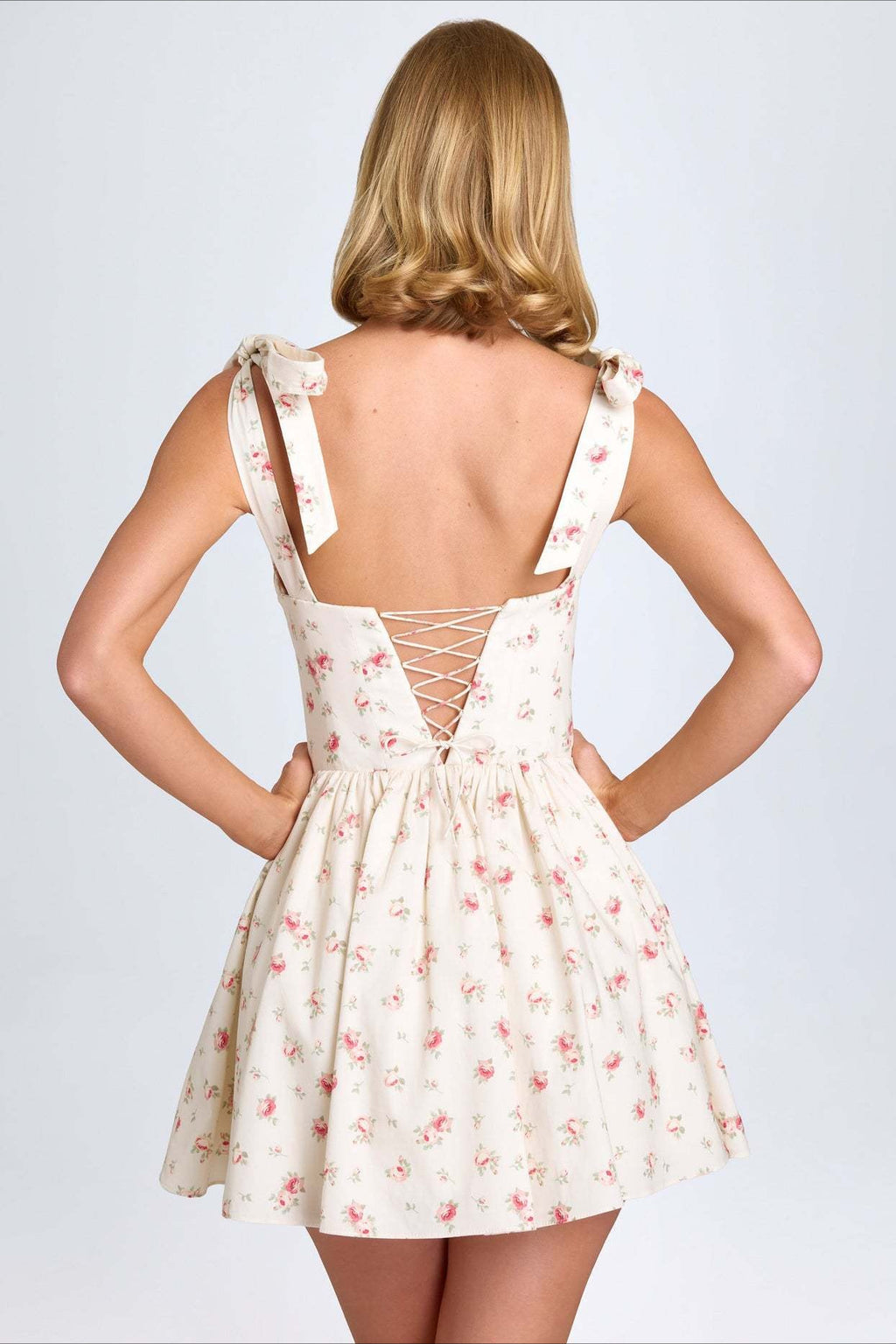 Square Neck Bow Tie Mini Dress