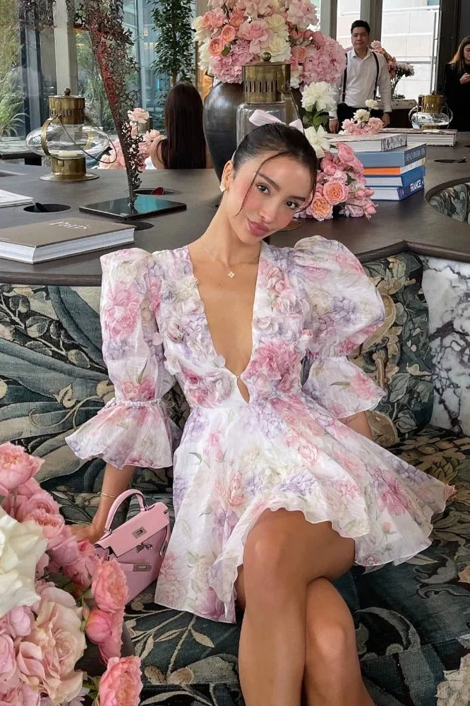 Puff Sleeve Mini Floral Dress Main image