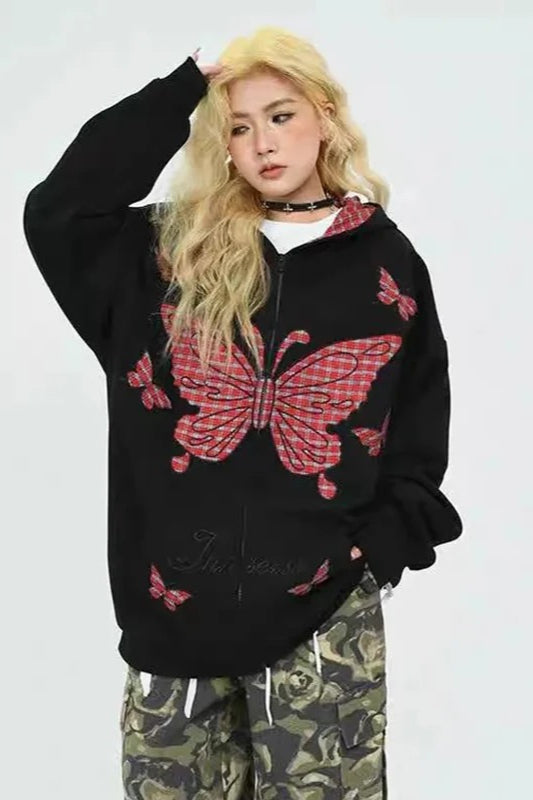 Gothic Butterfly Print Hoodie Main image