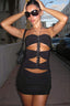 Ring Detail Cutout Halter Bodycon Mini Dress