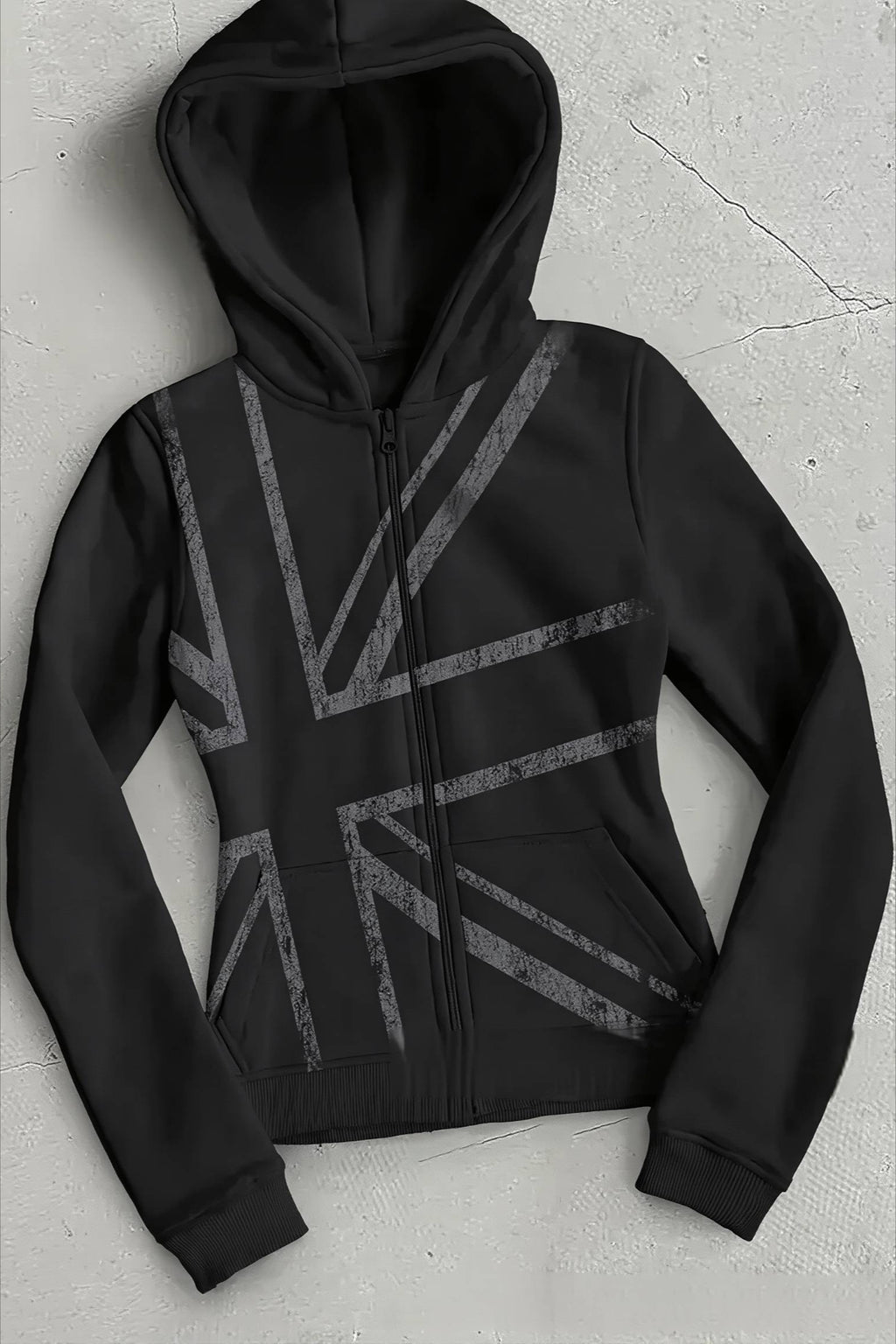 Oversized Union Jack Graphic Full Zip Hoodie