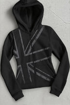 Oversized Union Jack Graphic Full Zip Hoodie