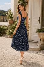 Elegant Vintage Slim Strap Printed Floral Dress