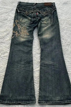 Embroidered Patchwork Y2K Flare Leg Jeans