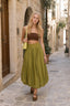 Pocket Smocked Elastic Waist Lantern Skirt