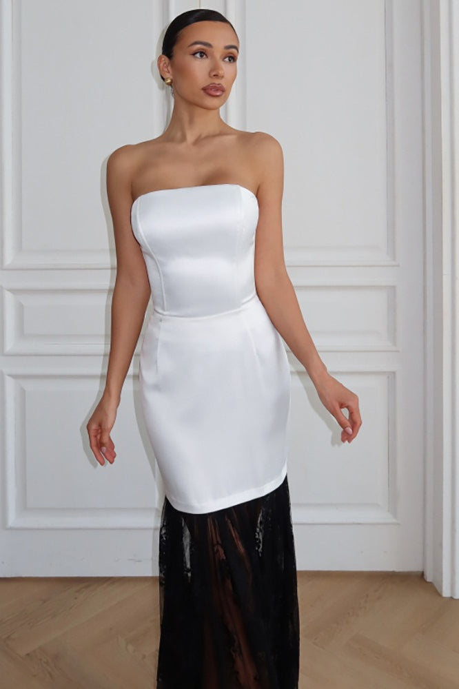 Strapless Lace Panel Backless Tie Maxi Lace Dress Secondary image