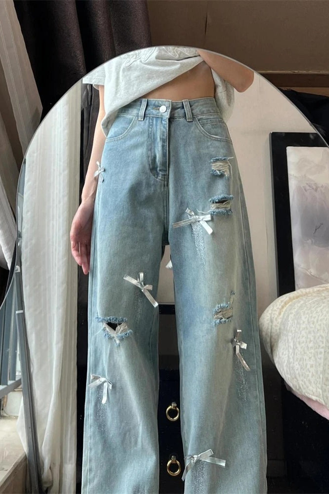 Bowtie Distressed Light Denim Jeans Secondary image