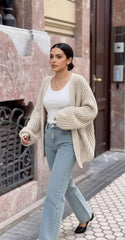 Open Front Long Sleeve Knit Cardigan