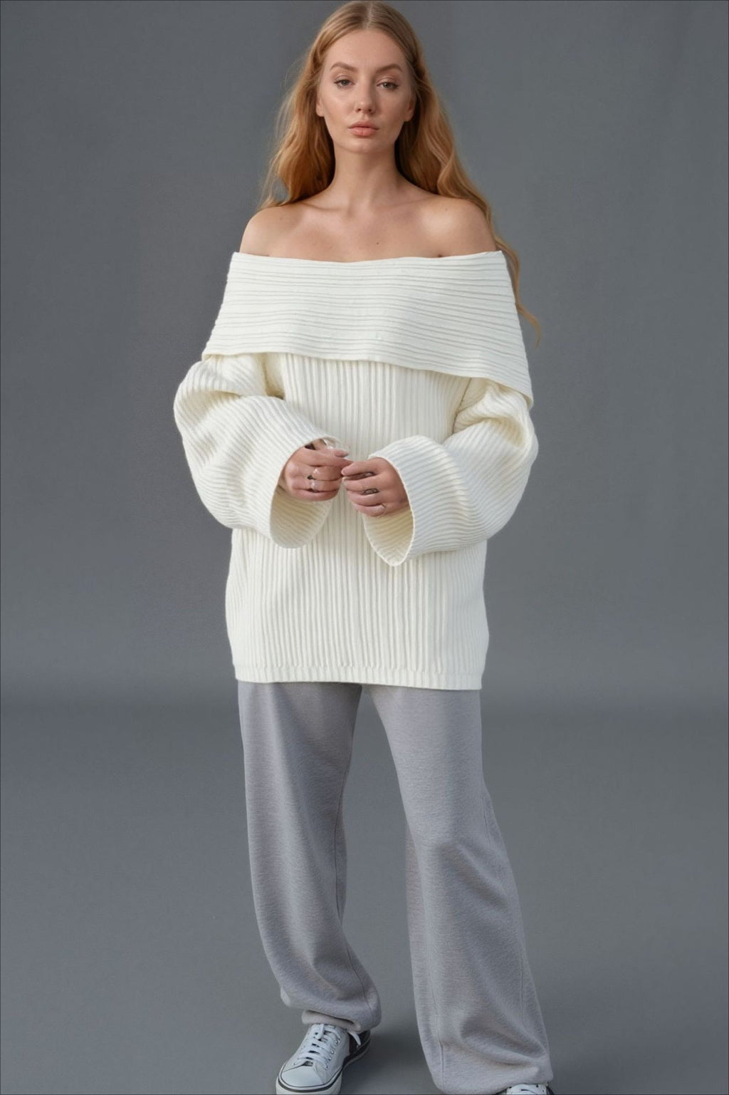 Off Shoulder Knit Sweater