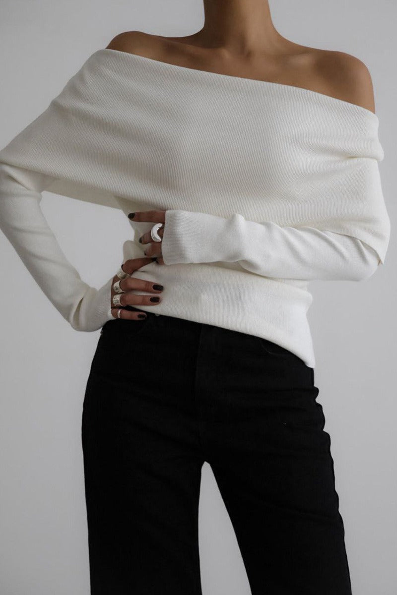 One Shoulder Fitted Knit Sweater Secondary image